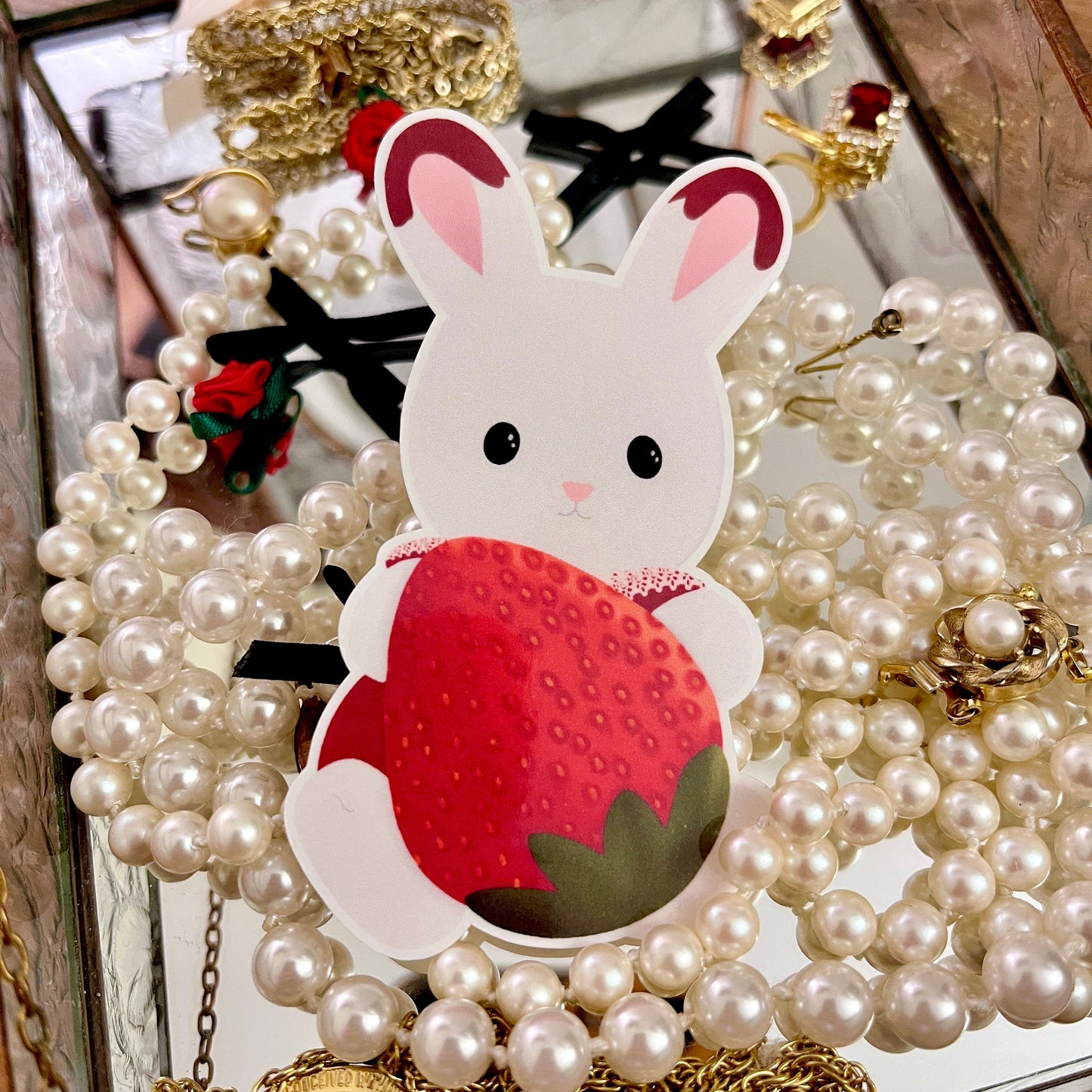 strawberry bunny critter sticker