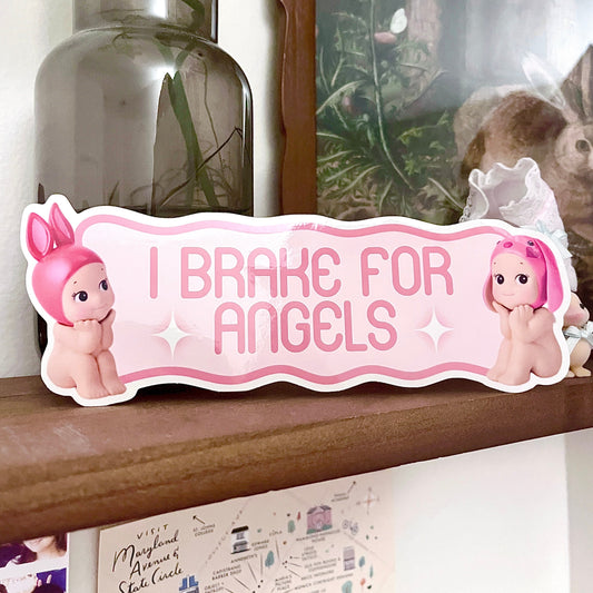 i brake for angels bumper sticker